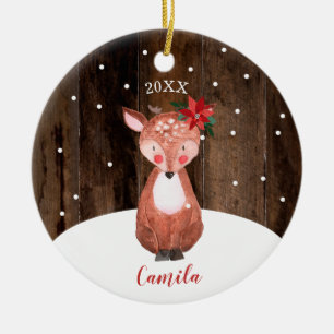 Niedliches Baby Deer Personalisiert Baby's First C Keramik Ornament