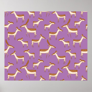 Niedliches Baby Deer und Familie auf dem Lavendel  Poster