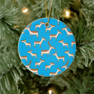 Niedliches Baby Deer und Familie auf Sky Blue Keramik Ornament