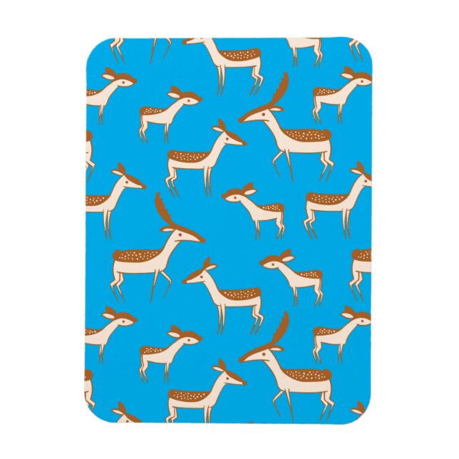 Niedliches Baby Deer und Familie auf Sky Blue Magnet (Vertikal)