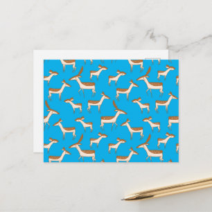 Niedliches Baby Deer und Familie auf Sky Blue Postkarte