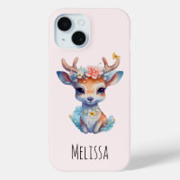 Niedliches Baby Deh mit Antlern und Blume