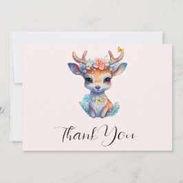 Niedliches Baby Deh mit Antlern und Blume Dankeskarte