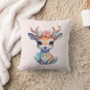 Niedliches Baby Deh mit Antlern und Blume Kissen