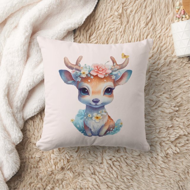 Niedliches Baby Deh mit Antlern und Blume Kissen (Decke)