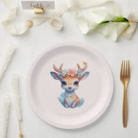 Niedliches Baby Deh mit Antlern und Blume
