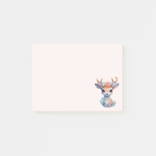 Niedliches Baby Deh mit Antlern und Blume Post-it Klebezettel