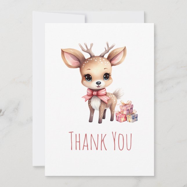 Niedliches Baby Deh mit Geschenken Party Dankeskarte (Vorderseite)