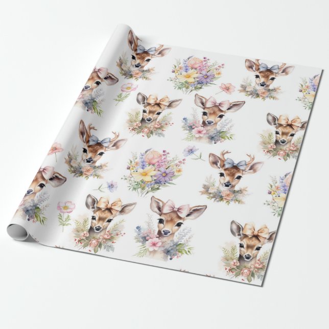 Niedliches Baby Deh mit Wildblume Geschenkpapier (Ungerollt)