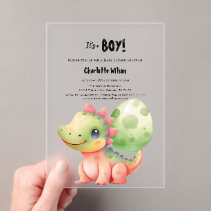 Niedliches Baby Dinosaur Babydusche Acryleinladungen