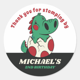 Niedliches Baby Dinosaurier in Egg Kindergeburtsta Runder Aufkleber