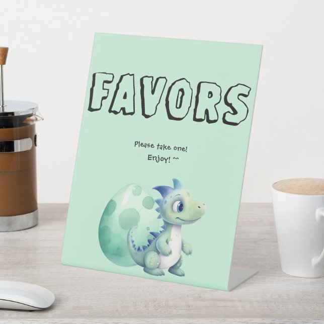 Niedliches Baby Dinosaurier mit Ei-Baby-Dusche Fav Sockelschild (In SItu)