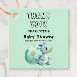 Niedliches Baby Dinosaurier mit Ei-Baby-Dusche Geschenkanhänger