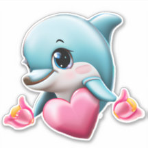 Niedliches Baby-Dolphin mit Valentiner Herz