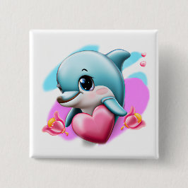 Niedliches Baby-Dolphin mit Valentiner Herz Button