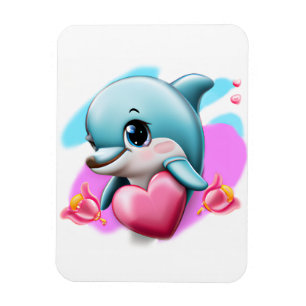 Niedliches Baby-Dolphin mit Valentiner Herz Magnet