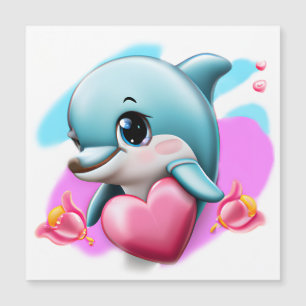 Niedliches Baby-Dolphin mit Valentiner Herz Magnetkarte