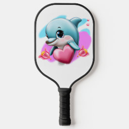 Niedliches Baby-Dolphin mit Valentiner Herz Pickleball Schläger