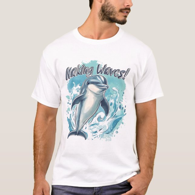 Niedliches Baby Dolphin T - Shirt Design, Retro Oc (Vorderseite)
