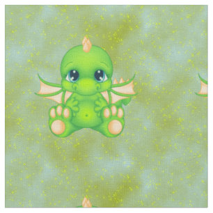 Niedliches Baby-Drache-Grün u. Orange Stoff