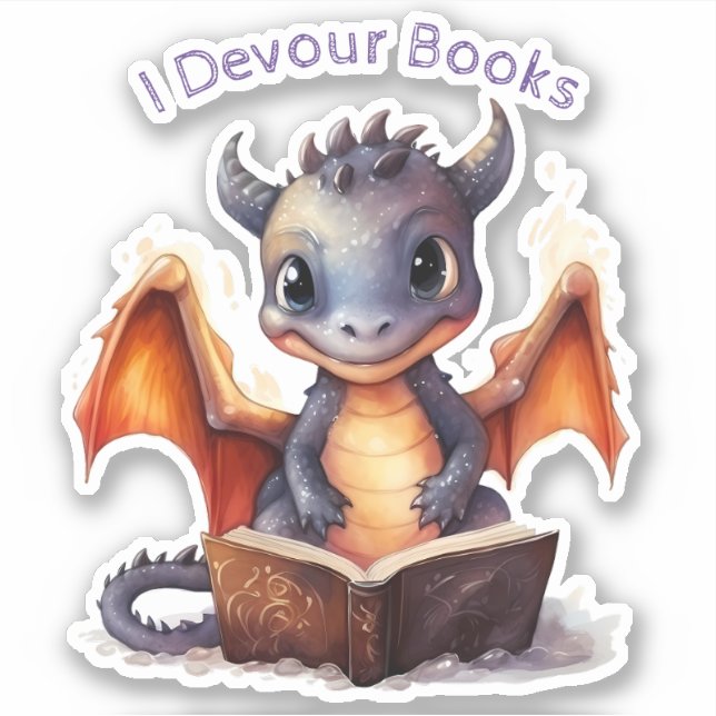 *~* Niedliches Baby Dragon AP88 I DEVOUR Books les Aufkleber (Vorderseite)