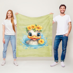 Niedliches Baby Ducklings Spaß Tiere Blume Fleecedecke