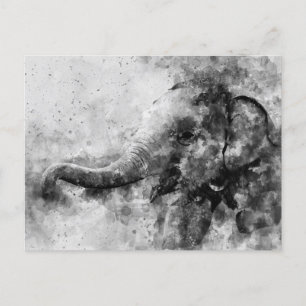 Niedliches Baby Elephant Black and White Watercolo Postkarte