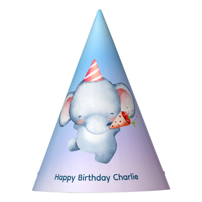 Niedliches Baby Elephant blühende Konfetti, Geburt Partyhütchen (Vorderseite)
