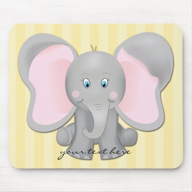 Niedliches Baby Elephant Office oder Zuhause Yello Mousepad (Vorne)