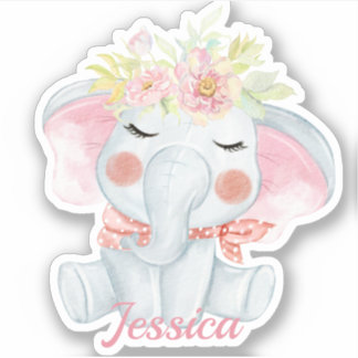 Niedliches Baby Elephant Pink die Schnitt Aufkleber