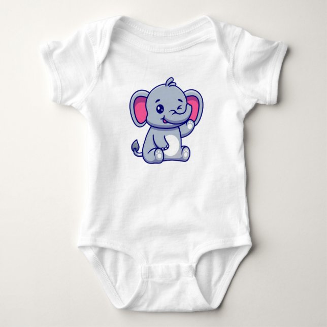 Niedliches Baby Elephant Sitting Cartoon-23800 Strampler (Vorderseite)