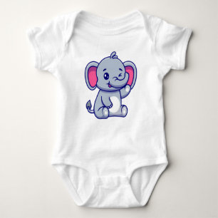 Niedliches Baby Elephant Sitting Cartoon Baby Strampler