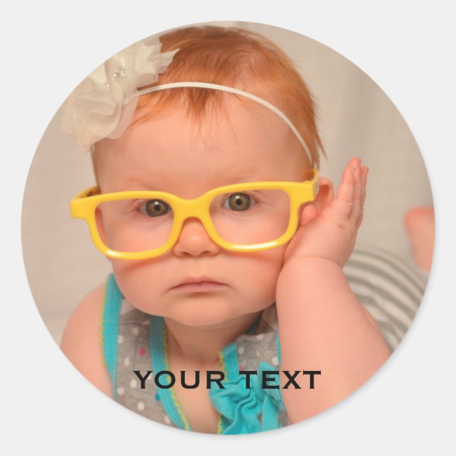 Niedliches Baby Family Foto Runder Aufkleber (Vorderseite)