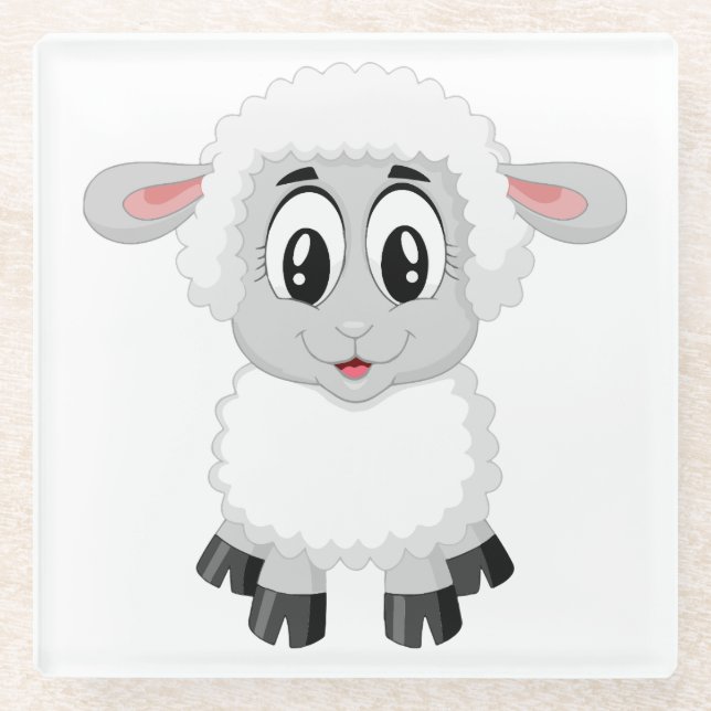 Niedliches Baby-Farm-Lamm Glasuntersetzer (Vorderseite)