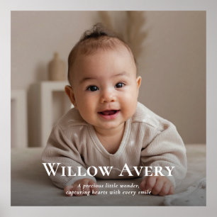 Niedliches Baby Foto & Name Modernes, Minimalistis Poster