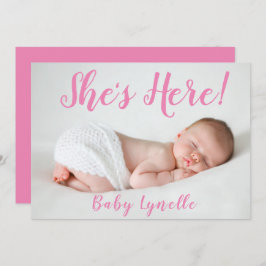 Niedliches Baby Foto, sie ist hier, Pink Ankündigung