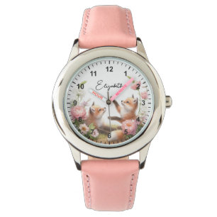 Niedliches Baby Foxes Girl Geburtstag Armbanduhr