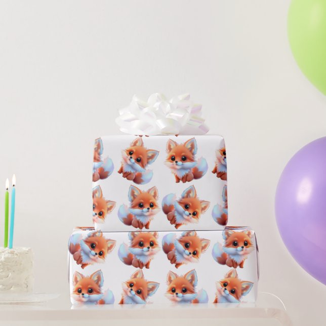 Niedliches Baby-Fuchs-Muster Geschenkpapier (Partygeschenke)