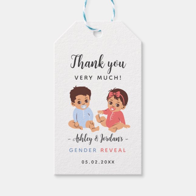 Niedliches Baby Gender Reveal Vielen Dank Tag Geschenkanhänger (Vorderseite)