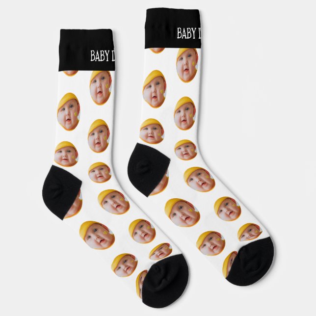 Niedliches Baby-Gesicht Personalisiert Foto Socken (Rechts)