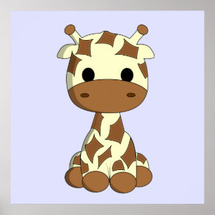 Niedliches Baby-Giraffe-Cartoon-Kinderzimmer Poster