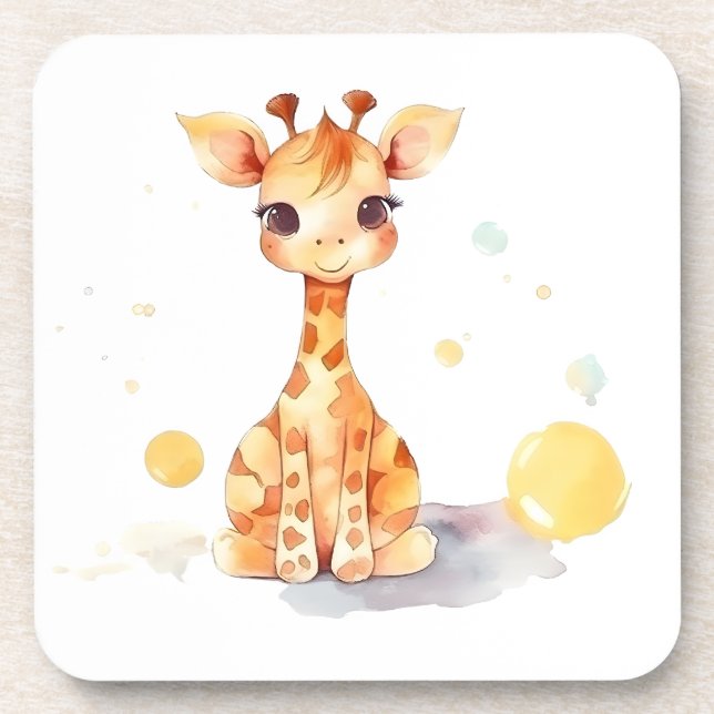 Niedliches Baby Giraffe Hard Plastic Untersetzer (Vorderseite)