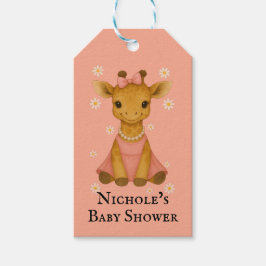 Niedliches Baby Giraffe in Pink Girl Baby Dusche D Geschenkanhänger