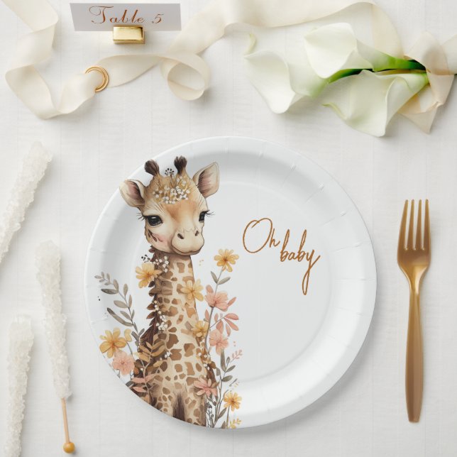 Niedliches Baby-Giraffe Kinderdusche Pappteller (Hochzeit)