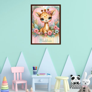 Niedliches Baby Giraffe Kinderzimmer mit Personali Poster