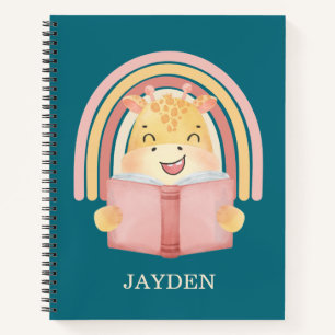 Niedliches Baby Giraffe Lesegeschichte Name Kinder Notizbuch