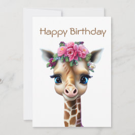 Niedliches Baby Giraffe mit Blume und Holly Feiertagskarte