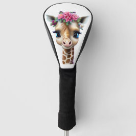 Niedliches Baby Giraffe mit Blume und Holly Golf Headcover
