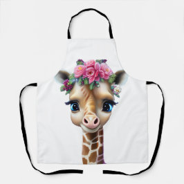 Niedliches Baby Giraffe mit Blume und Holly Schürze