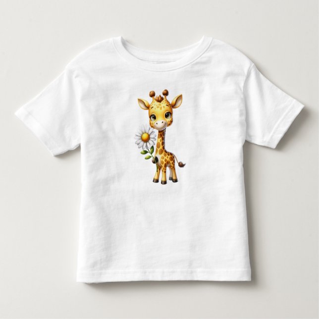 Niedliches Baby Giraffe mit Daisy Blume-88681 Kleinkind T-shirt (Vorderseite)